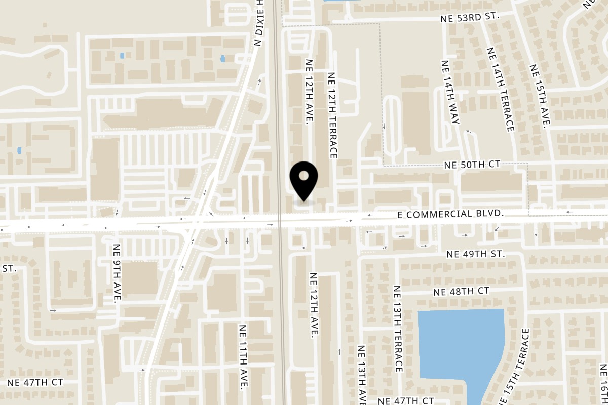 Map showing the location of Bohemian Latin Grill on 1199 E Commercial Blvd in Oakland Park